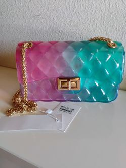 Women's Quilted Jelly Bag, Pink, Blue-Green Caleesa