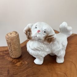 VTG White Porcelain Pekingese Lhasa Cavalier King Charles Spaniel Dog Figurine