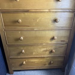 Natural Wood, 5-drawer Dresser. 