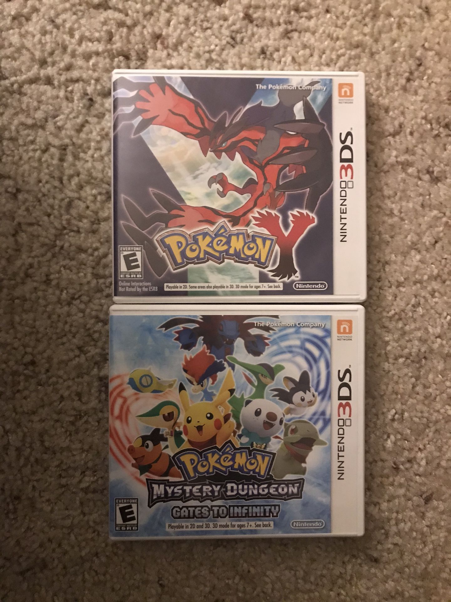 Pokemon Y and Pokemon Mystery Dungeon: Gates to Infinity for Nintendo 3DS