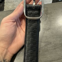 Black Gucci Print Leather Belt
