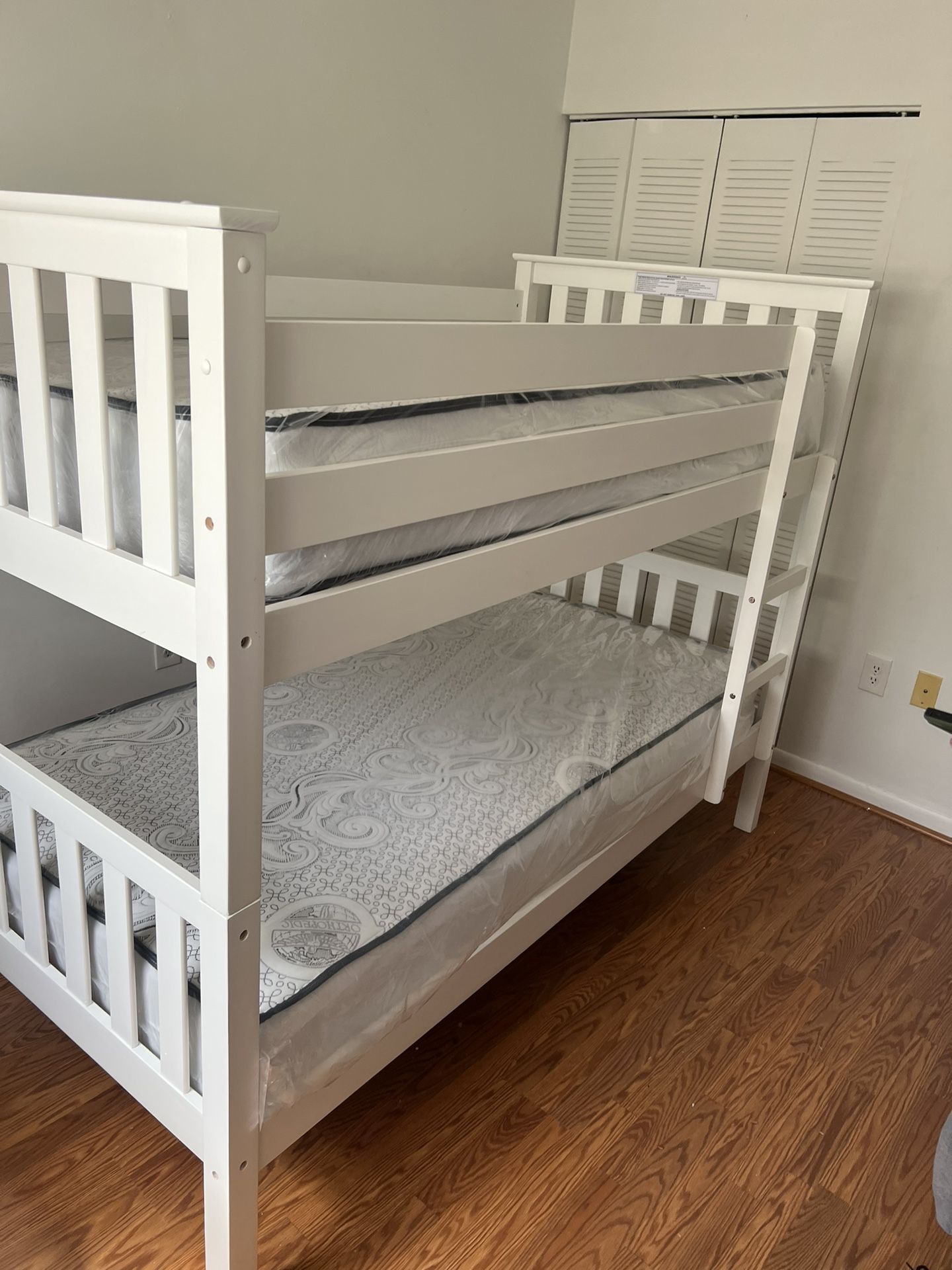 Twin over Twin bunk beds frame and free delivery in box with the mattress and 