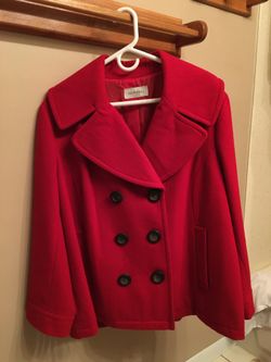 Merona Red Wool Double-breasted woman’s Coat Sz 16