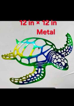 Colorful Metal Sea Turtle Wall Decor