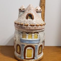 Vintage Weiss Hand Painted  Castle Cookie Jar. 
