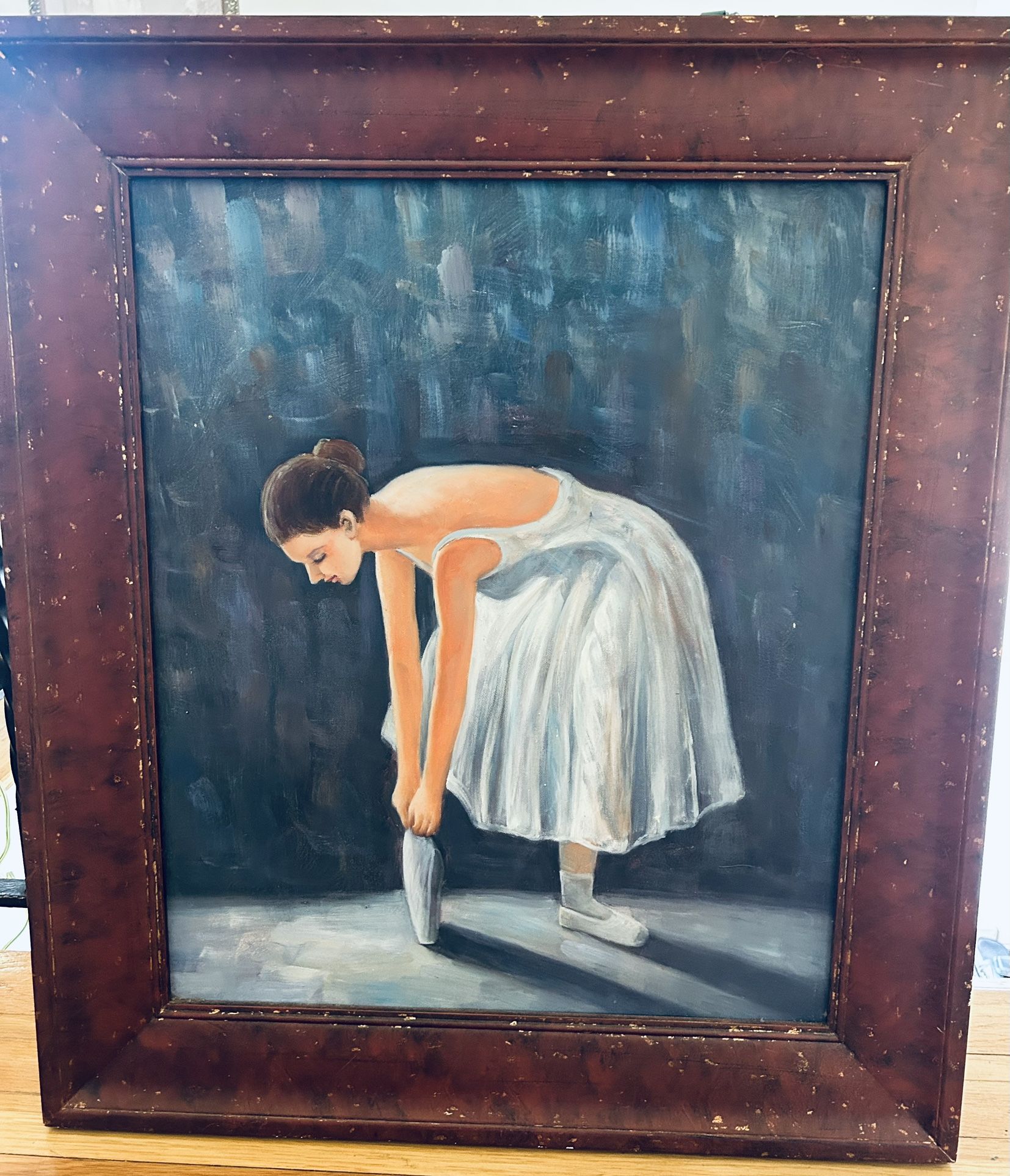 Ballerina Large Vintage Oil Painting 