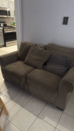 Brown Fabric Loveseat Sofa