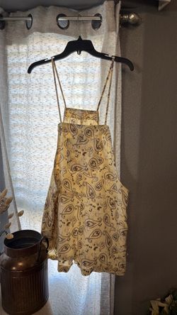 Yellow Paisley Print Spaghetti Strap Top