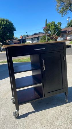 Black Rolling Kitchen Island Cart
