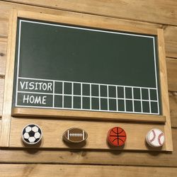 Sports Chalkboard - Visitor Away - Hanging Brackets- 13 1/2” X 17” BIG