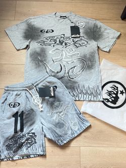 Hellstar graphic tee and shorts