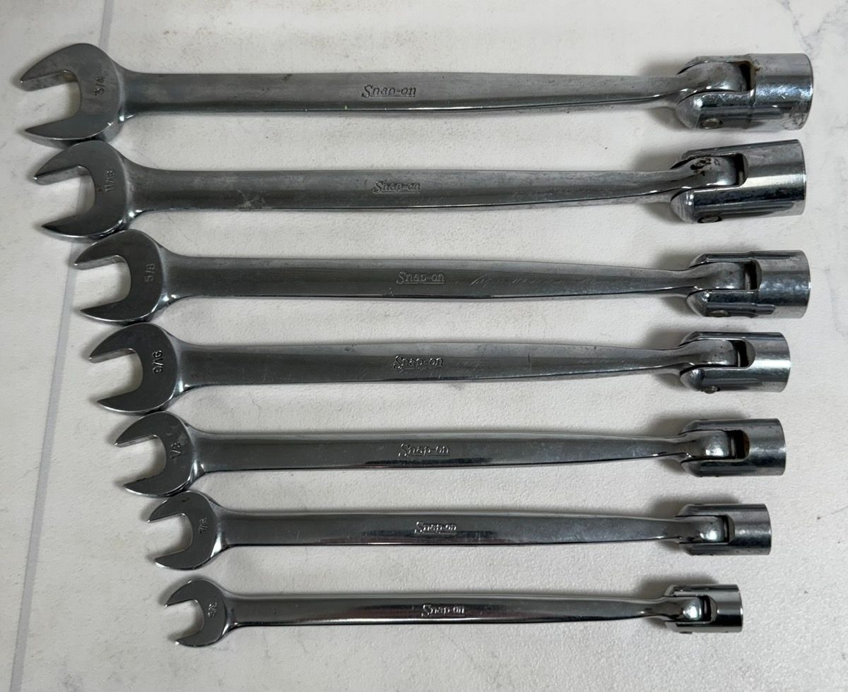 Snap-On FHO607B SAE 7-Piece Flex Head Flare Nut Wrench Set Mechanics Tool (A1G009497)