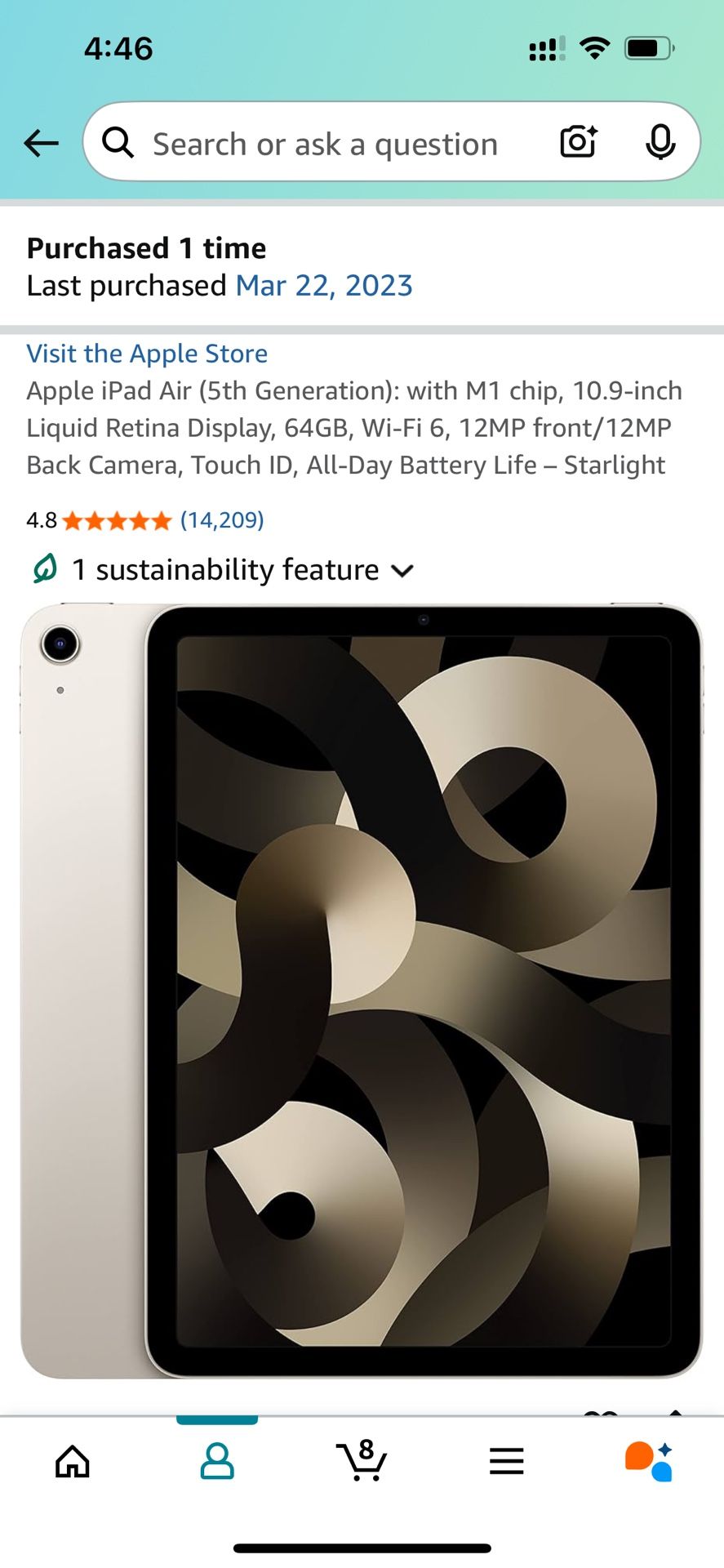 Like New Bundle of iPad Air 5th Gen (Starlight, Wi-Fi, 64GB) + Magic Keyboard + Apple Pencil 2nd Gen