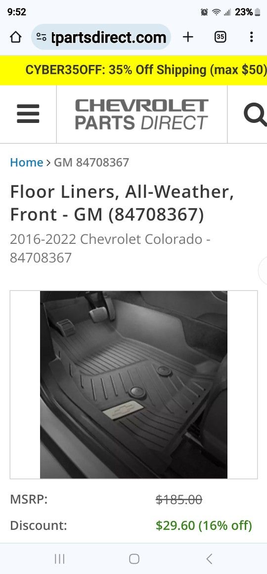 2021 Chevy Colorado OEM FLOORLINERS 