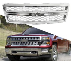 New Front Grille 2014 2015 Chevy Chevrolet Silverado 1500 Chrome Silver Hood Grill assembly