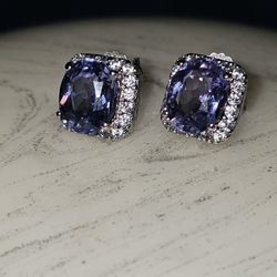 Color Changing  Sapphire Gemstone Earrings Studs 