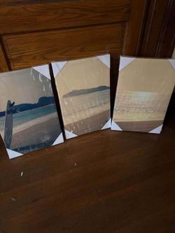 Set of 3 Beach Canvas Art Prints - New