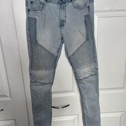 Men Stacked Skinny Biker Jeans