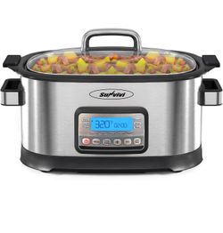 Sunvivi 12-in-1 Programmable Slow Cooker 6.5QT with Timer & Keep Warm