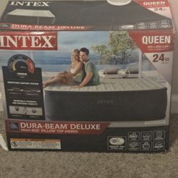 Intex Queen 24" Air Mattress Built In Pump