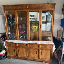 Two Piece Gorgeous China Hutch ! Two Lights From Inside Luminate Your Beautiful China