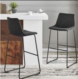 Barton Set of   4 Bar Stools Myrick Black w/Back 30" Kitchen Counter Chairs Pub Seat Foot Rest