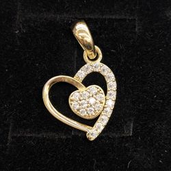 10kt Real Gold Heart-Shaped Pendant 
