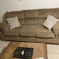 Brown Fabric Sofa Couch 