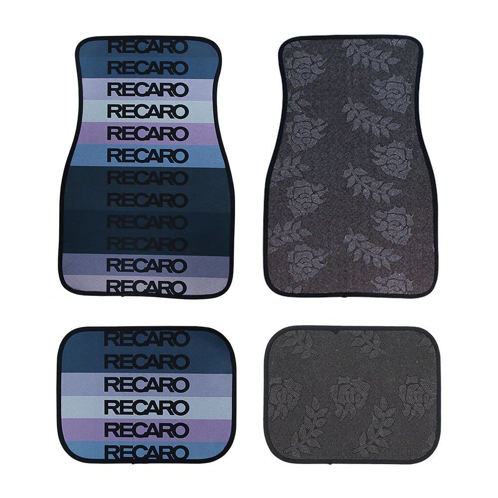 Brand New Universal 4PCS RECARO STYLE Racing Fabric Car Floor Mats Interior Carpets