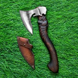 handcraft axe 14.7" highcarbon steel hand carved hobbit style epic fury hatchet , garden camping outdoor bear axe suit thrwclub