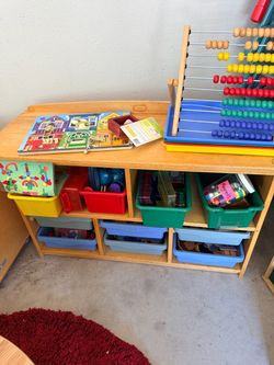 Preschool manipulatives  table tops shelf