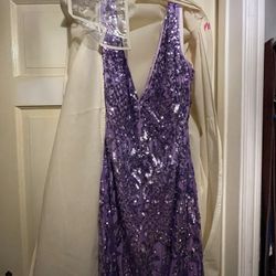 Size 18 Purple Sequins Prom Dress