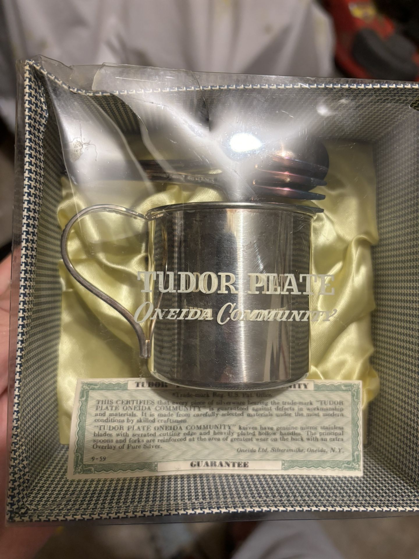 Tudor Plate Oneida Community Cup, Fork and Spoon