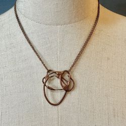 Copper Double Chain Modernist Pendant Necklace 