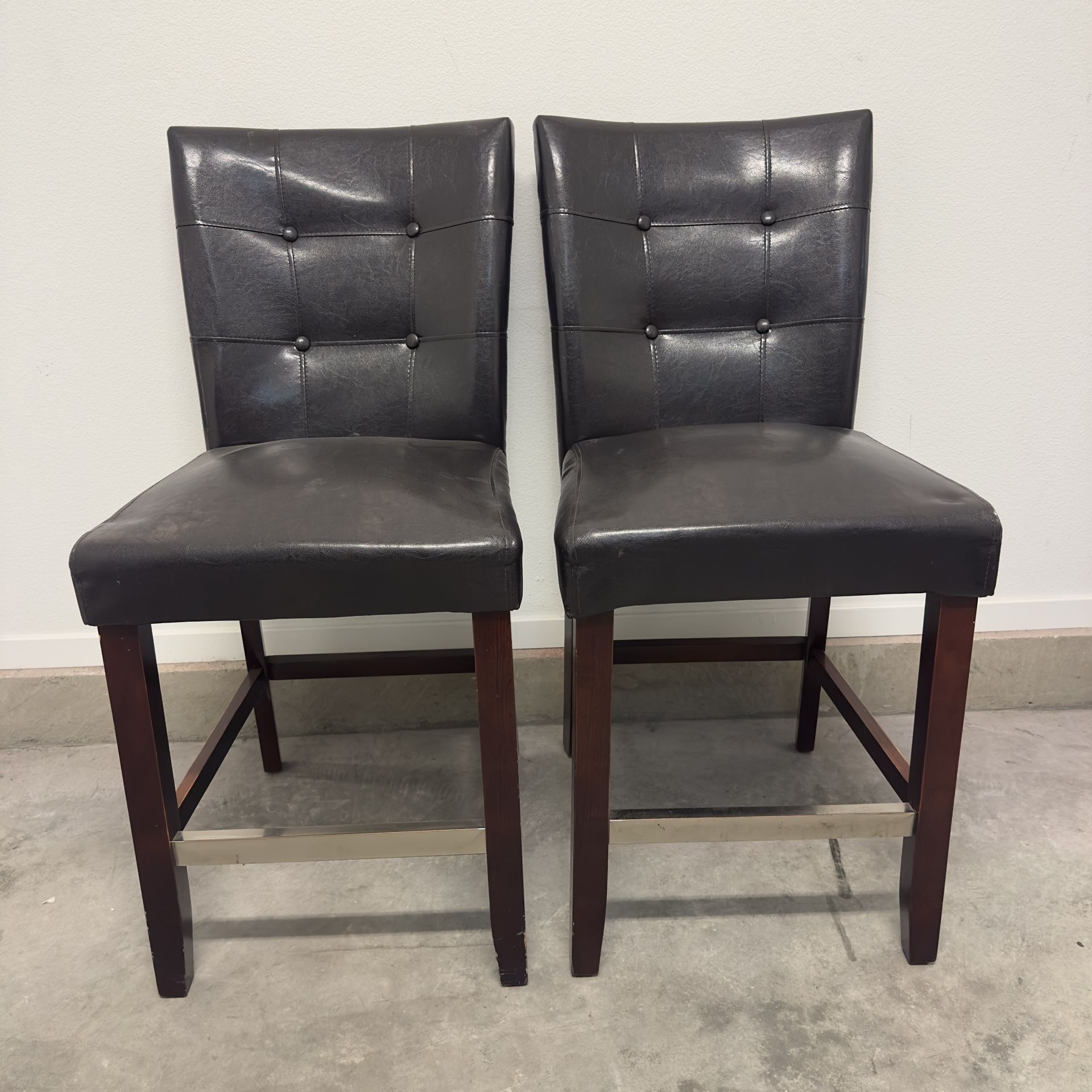 VINTGAE BROWN FAUX LEATHER TYPE CHAIRS