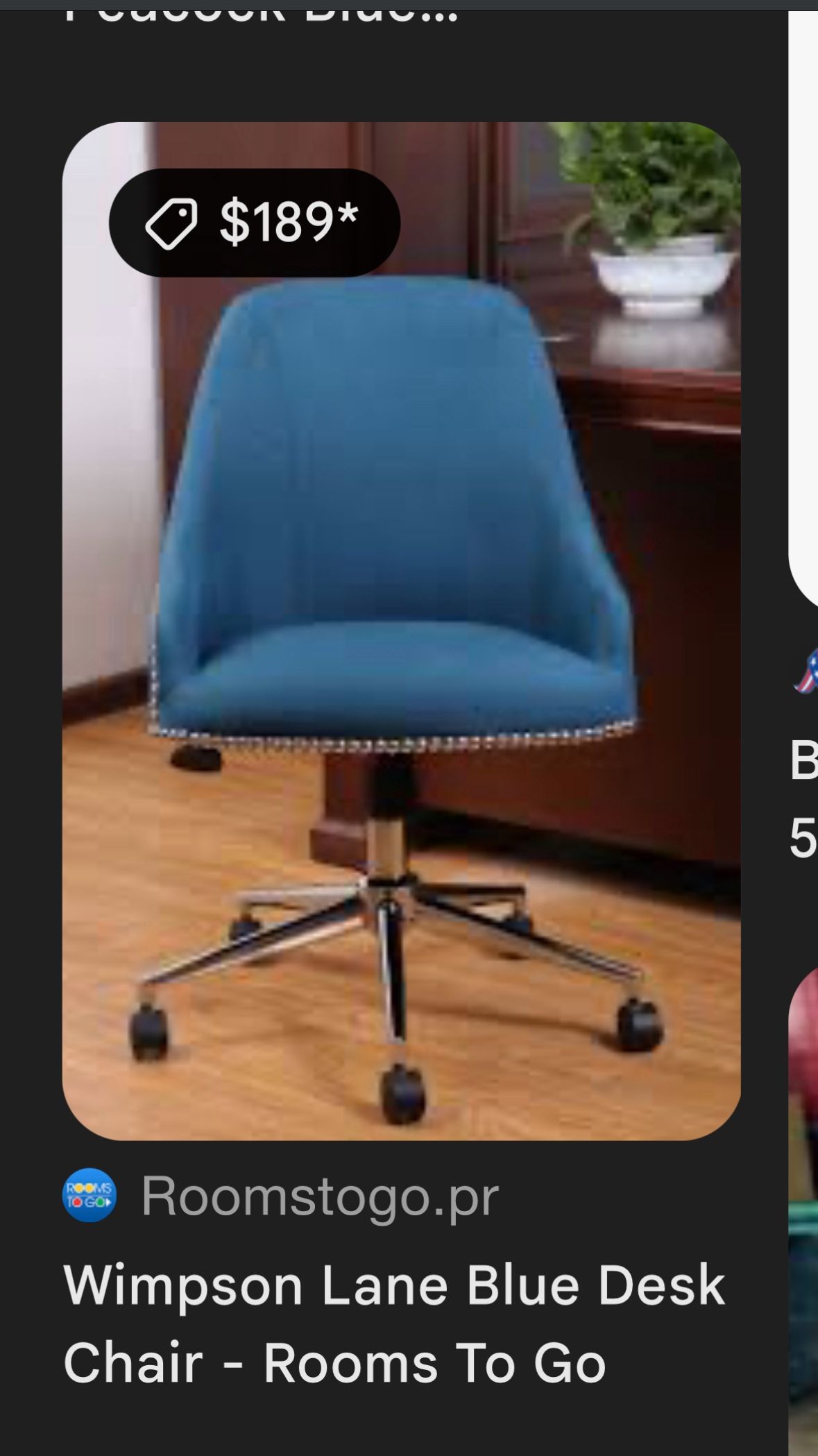 Blue Rolling Desk/ Office Chair