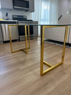 Big table glass golden base