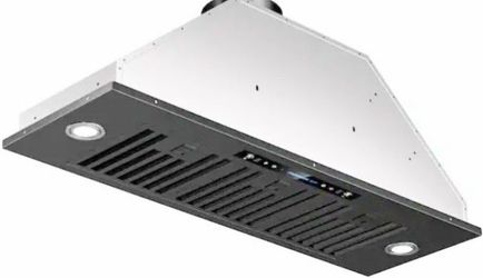 Range Hood Insert Convertible 36 in. 900 CFM Black Stainless, Remote, Gesture, Hand, 2 LED,4 Speed, Auto Shut-off, Carbon Filter, Grease Resistant,