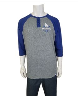 Men's Los Angeles Dodgers Fanatics Heathered Gray/Royal Henley 3/4 T Shirt XXL