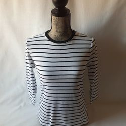 Jones New York sport women's white/black stripe long sleeve top size M 