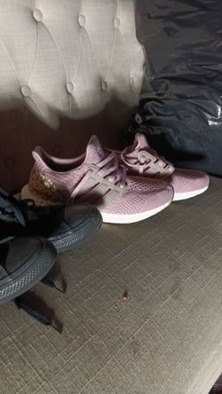 Wemons Pink adidas and black hi top converse