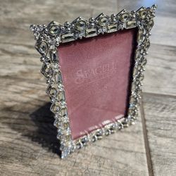 Vintage solid Pewter diamond jewel Seagull frame 3.5x5