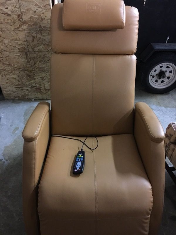 Tony Little’s Destress Spa Recliner Massage Heat Inversion Chair - Tan Leather