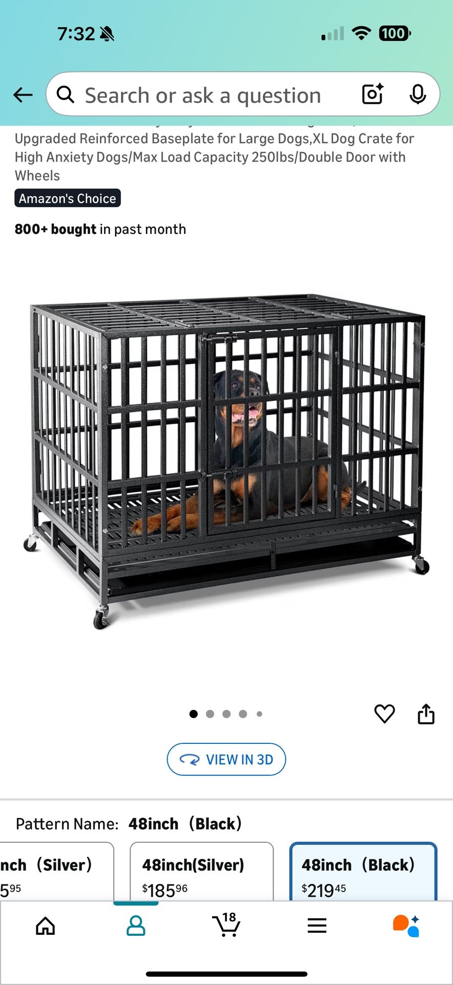 Oranland 48 inch Heavy Duty Indestructible Dog Crate