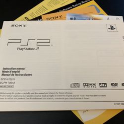 Pristine, complete Sony PS2 Slim Instruction Manual for models scph-70011, 70012