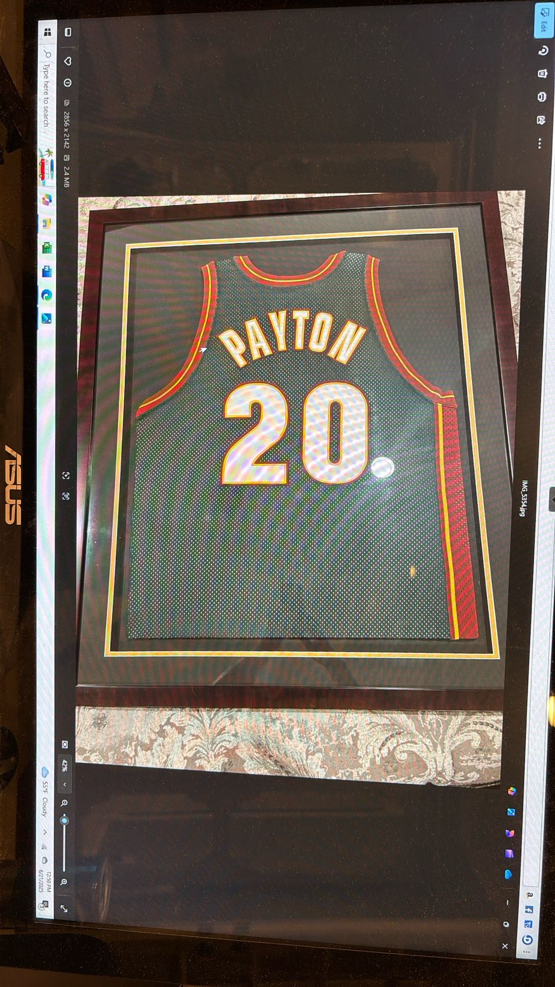 Gary Payton Framed Team Issued Road Jersey