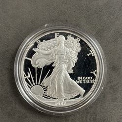 1987-S American Silver Proof Eagle in OGP -- MIRROR IMAGE PROOF COIN!