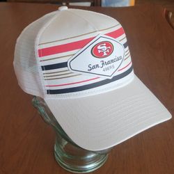 New Era  San Francisco 49ers  A-Frame 9FIFTY Trucker Snapback Hat Mesh 
back Rare. New, no tags. See the photos for details.
100% Polyester. Adjustabl