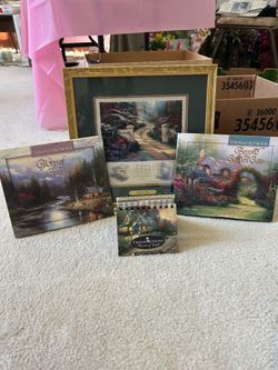 Thomas Kinkade Collector’s Lot - Framed Art Print and Books