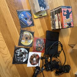 Ps2 Slim Bundle With Two Controllers With 14 Games